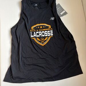New Balance Black Lacrosse Shield Tank with Gold and White Logo